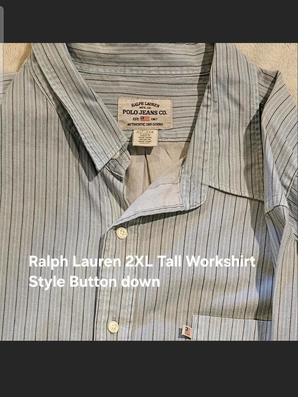 Vintage Polo by Ralph Lauren Light Blue and Gray Stripe Button-Down Shirt